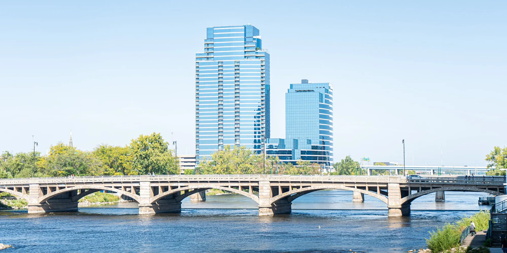 The Grand River and the downtown Grand Rapids skyline