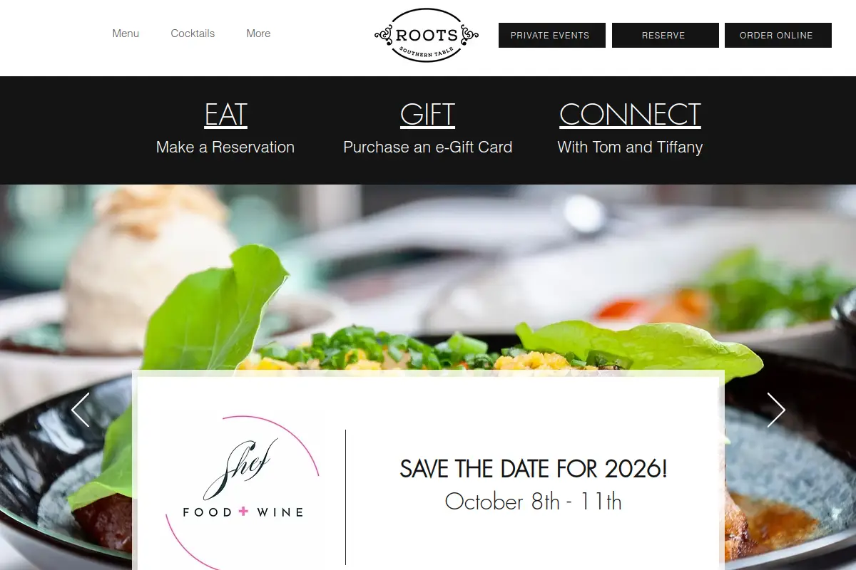 Roots Southern Table website