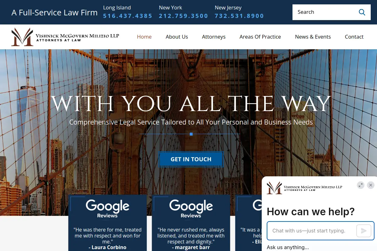Vishnick McGovern Milizio LLP website
