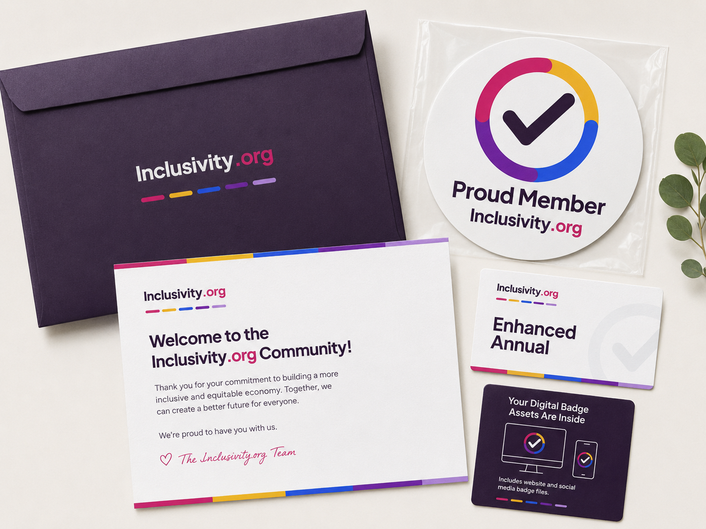 Enhanced welcome kit — welcome card, door cling, and stickers
